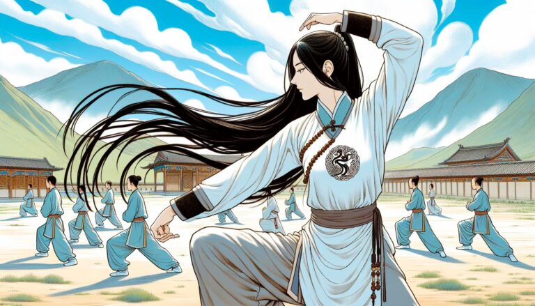 Crystal Resonance, Meditation, Mindfulness: People practicing Tai Chi outdoors, promoting harmony in mindful living and relationships.