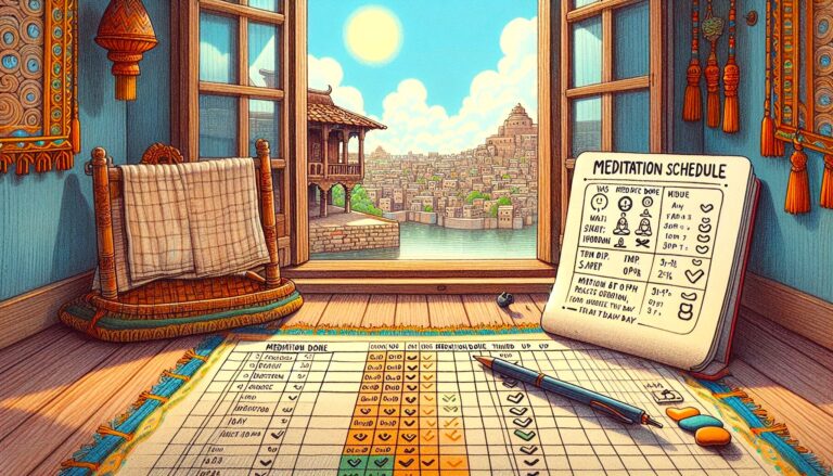Crystal meditation schedule with a view. Track your meditation progress with this visual aid for optimal rhythm.